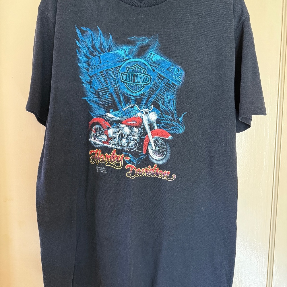 1991 Harley Davidson 3D Emblem double-sided black tee-XL